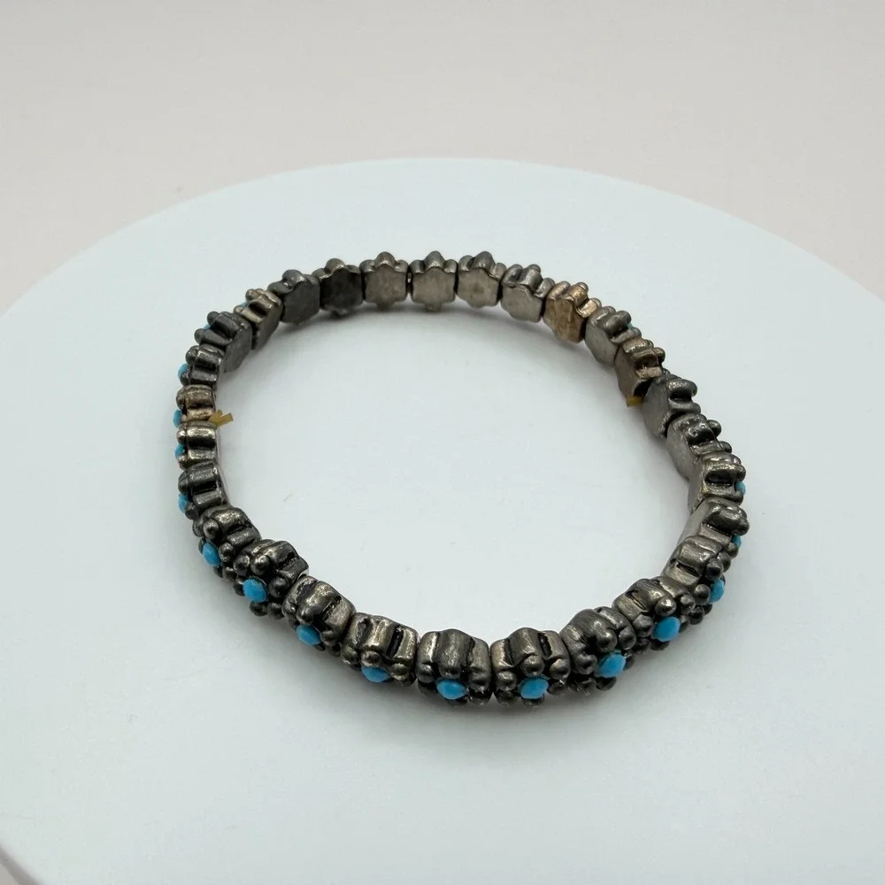 Vintage Y2K Blue Beaded Stretch‎ Bracelet Boho Women's Classic Fashion Jewelry